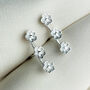 Sterling Silver Flower Trio Ear Climber Stud Earrings, thumbnail 1 of 5