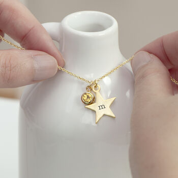 Personalised Gold Plated Star Birth Crystal Necklace, 3 of 11