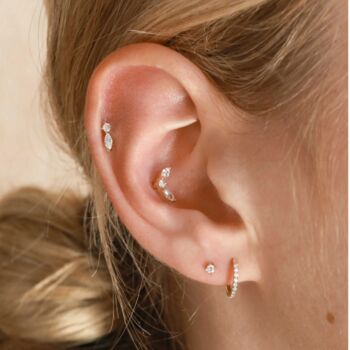 Sterling Silver Teardrop Stud For Helix Or Tragus, 2 of 5