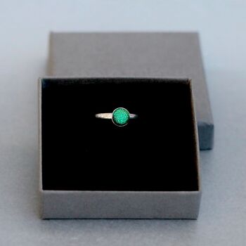 Emerald Green Ring, Adjustable Sterling Silver Band, 4 of 10