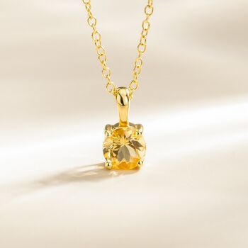 Citrine Solitaire Pendant Necklace In Sterling Silver And Gold, 2 of 11