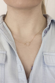 Textured Circle Necklace In 14k Gold Fill, 4 of 6
