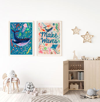 Whale Nursery Art Print, 5 of 12