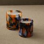 Set Of Two Murano Glass Candle Holders – Amber And Indigo, thumbnail 1 of 2