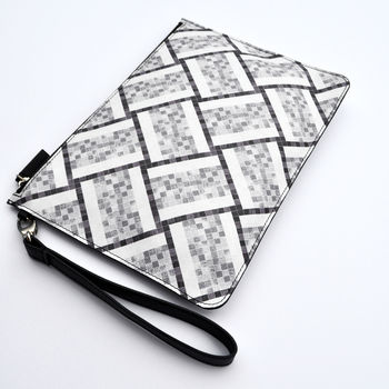 Tile Print Leather Clutch Bag, 5 of 5