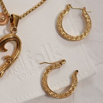 18 K Gold Grecian Hoop Earrings, 6 of 6
