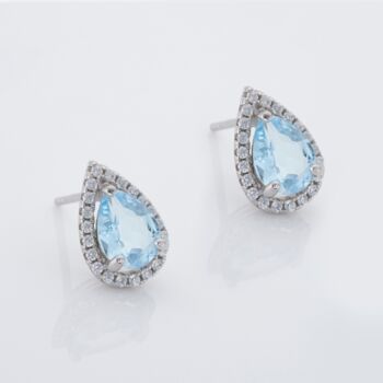 Blue Topaz 925 Sterling Silver Pear Drop Earrings, 2 of 4