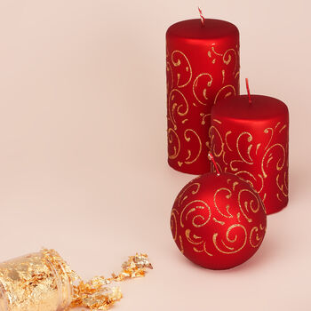 Red Gold Spark Candle By G Decor, 4 of 6