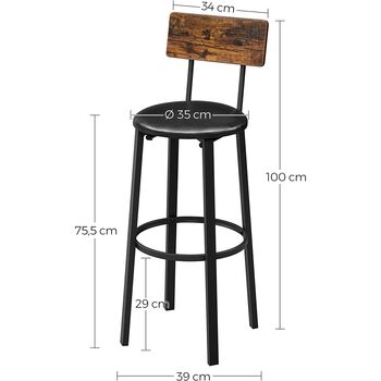 Set Of Two Pu Bar Stools Breakfast Stools Chairs, 6 of 7