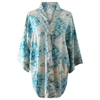 Turquoise And Gold Paisley Viscose Summer Jacket, 4 of 4