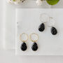 Gold Plated Black Obsidian Chunky Hoop Earrings, thumbnail 3 of 5