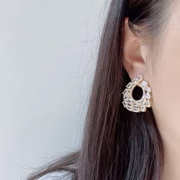 Monaco D’or Gold Trefoil Baguette Pavé Charm Drop Earrings, 5 of 5