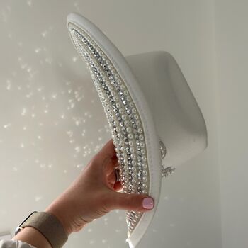 Bride To Be Pearl And Diamante Embellished Cowboy Hat, 3 of 3