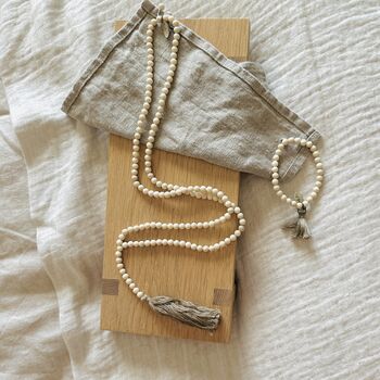 Handcrafted Fossil Stone Necklace With Tassel, 2 of 3