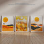 Set Three Wall Art Prints Bold Orange Sunset, thumbnail 5 of 6