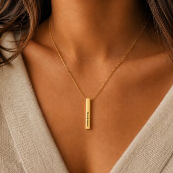 Personalised 3D Bar Shaped Engraved Name Necklace, 2 of 11