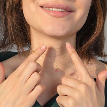 Raw Pink Tourmaline October Birthstone Crystal Necklace, 3 of 5