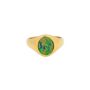 Green Opal Gemstone Silver Steel Signet Ring For Men, thumbnail 7 of 10