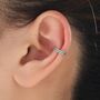 Sterling Silver Minimalist Emerald Green Cz Ear Cuff, thumbnail 1 of 12