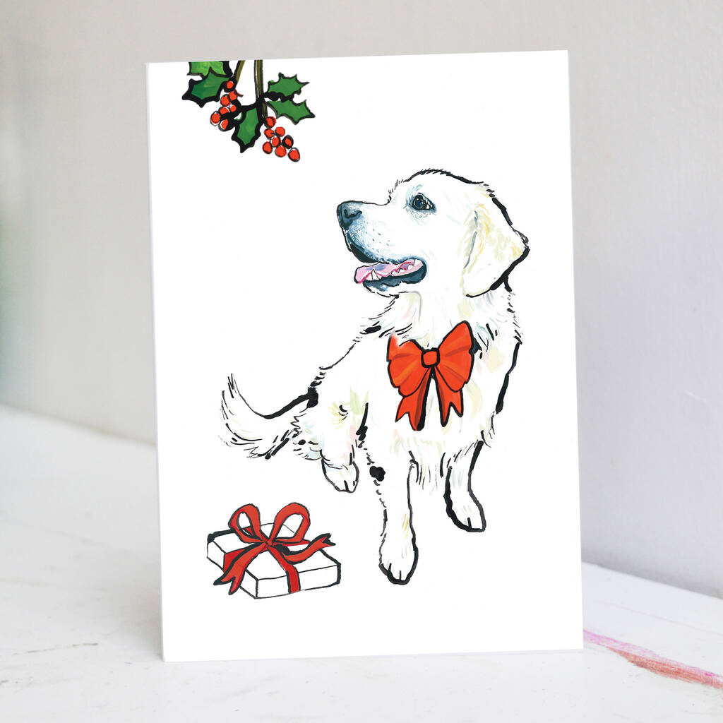 Golden Retriever Christmas Card By Pet Portrait Illustration ...