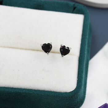 Genuine Smoky Quartz Crystal Heart Stud Earrings, 3 of 10