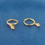 Gold Hoop Earrings With Diamond Shaped Charm, thumbnail 3 of 7