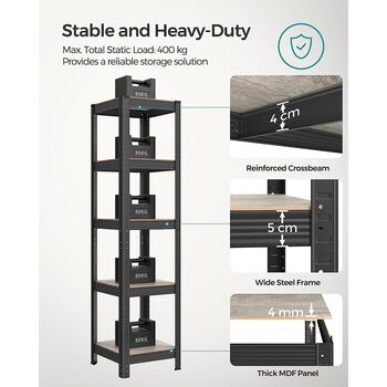 Industrial Shelving Adjustable Storage Shelves Rack, 3 of 9