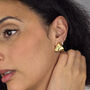 Large Gold Plated Textured Triangle Earrings, thumbnail 2 of 5