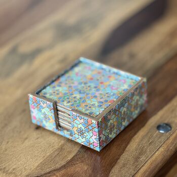 Set Of Six Wood Coasters With Case, Luxury Tableware, 3 of 10