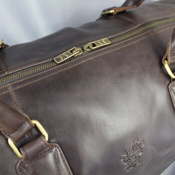 'Watkins' Men's Leather Travel Bag In Chestnut, 7 of 12