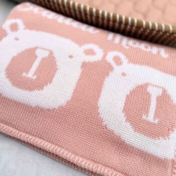 Personalised Knitted Bear Baby Blanket, 3 of 5