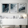 Set Of Three Blue Grey Abstract Art Prints, thumbnail 3 of 7