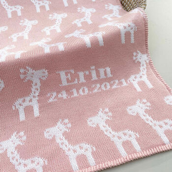 Personalised Knitted Giraffe Baby Blanket, 9 of 12
