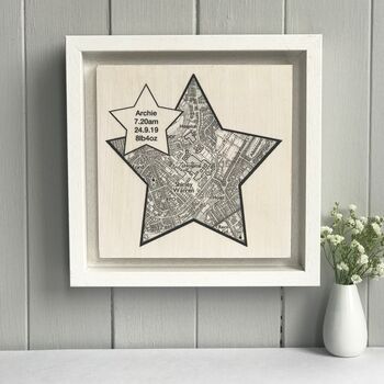 New Baby Birth Place Star Shaped Map Print, 6 of 10