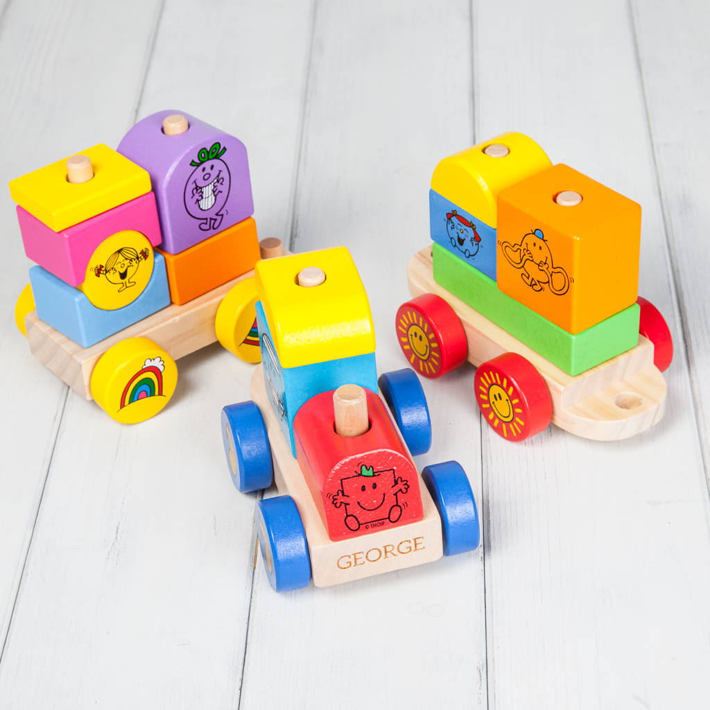 Personalised Mr Men Building Blocks Wooden Toy Train By British and ...