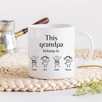 This Grandpa Belongs To Mug Gift With Grandchildren Names, 2 of 4