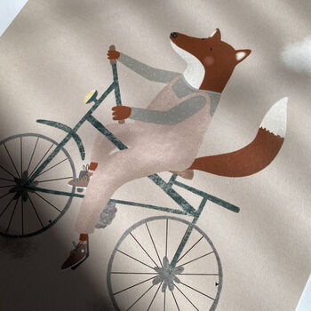 Fox And Bike Children's Art Print, 4 of 5
