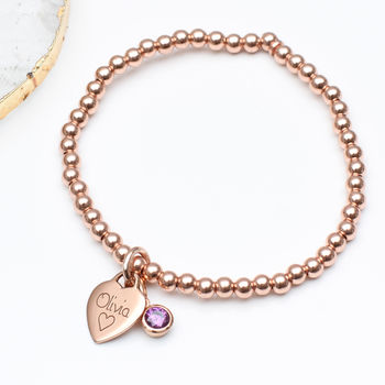 18ct Rose Gold Plated Personalised Birthstone Bracelet, 3 of 7
