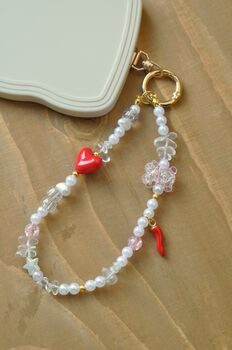 Clear Quartz And Pink Teddy Phone Charm, 3 of 4