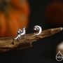 Mismatched Wolf And Moon Screw Back Earrings In Sterling Silver, thumbnail 1 of 12
