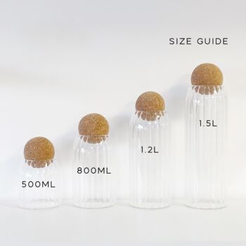Cork Ball Ribbed Glass Storage Jar With Personalised Waterproof Label, 10 of 10