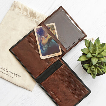 Personalised Rfid Leather Wallet And Wooden Photo Card, 6 of 7