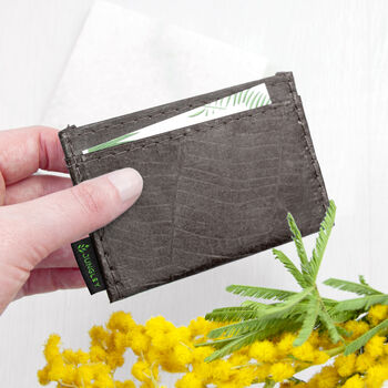 Vegan Teak Leaf Leather Card Holder, 3 of 12
