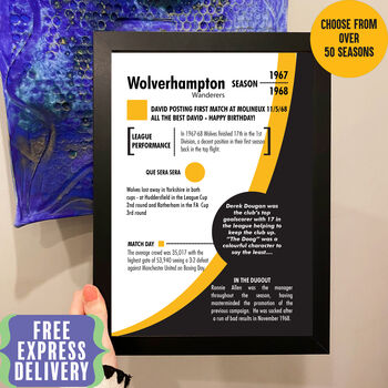 Personalised Season Print Birthday Gift For Wolves Fans, 2 of 6