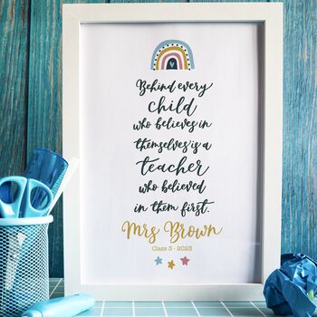 Behind Every Child Print Personalised Teacher Gift, 3 of 5