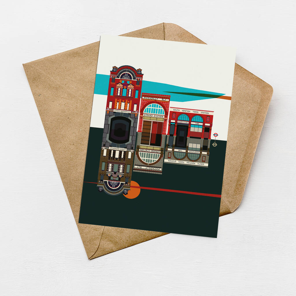 The Ghost Tube London Mini Greeting Cards. A6 Size By Eye for London Prints