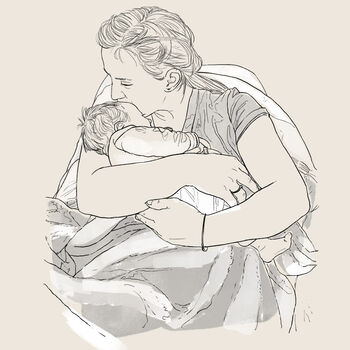 Personalised Monochrome New Parent And Baby Sketch, 4 of 6