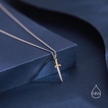 Sterling Silver Tiny Sword Pendant Necklace, 4 of 12