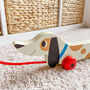 Children's Wooden Sausage Dog Pull Along Toy, thumbnail 2 of 5