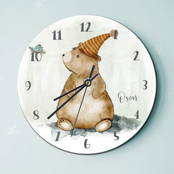 Bear Clock Custom Woodland Bear Wall Clock, 5 of 5